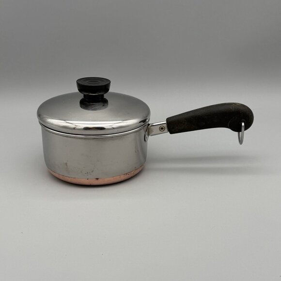 Vintage Revere Ware 1801 1 Qt. Sauce Pan Pot with Copper Bottom & Lid - Picture 3 of 14